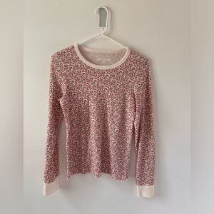 American Eagle floral waffle knitting sleeve tee